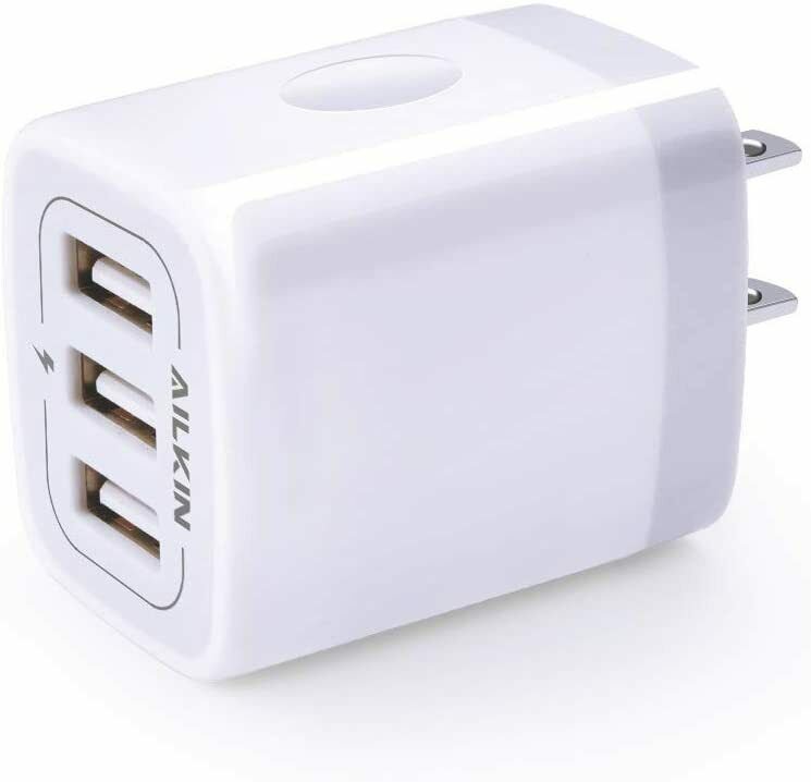 USB Charger Cube, Wall Charger Plug, Ailkin 3.1A 3-Muti Port USB Adapter Power