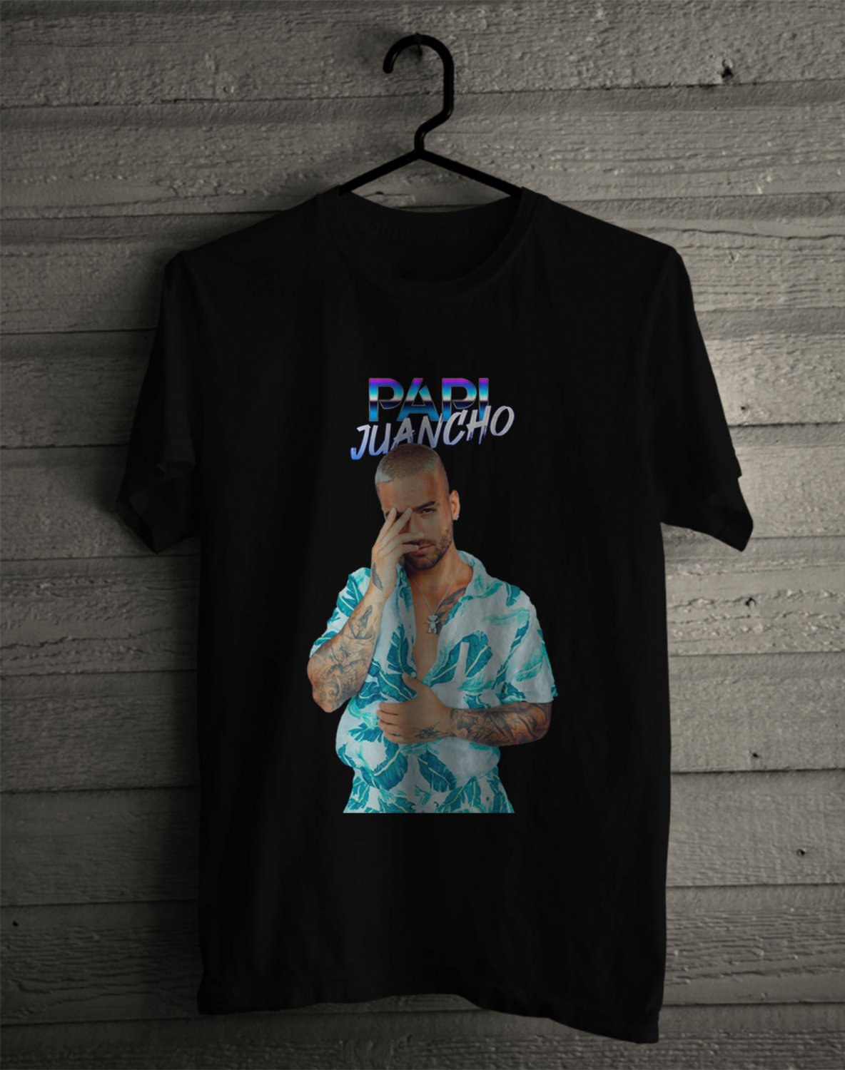 SIZE M MALUMA PAPI JUANCHO FRONT SIDE BLACK TEE SHIRT