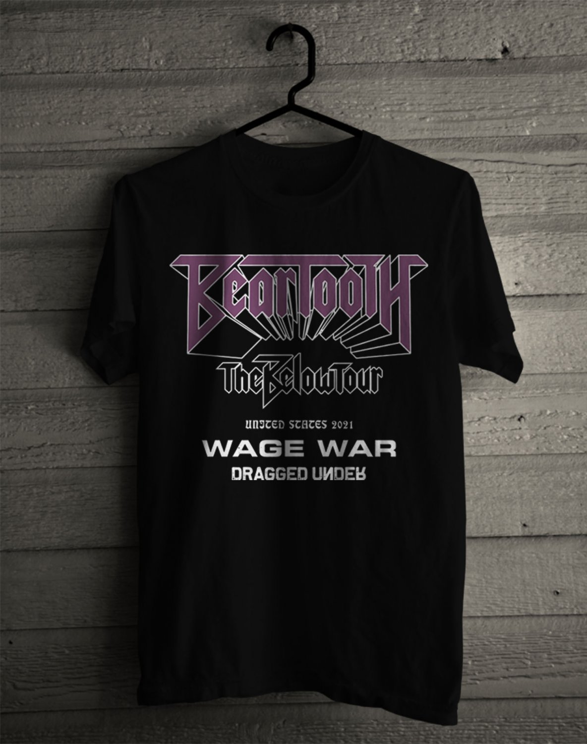 SIZE XL BEARTOOTH THE BELOW TOUR UNITED STATES 2021 FRONT SIDE BLACK TEE SHIRT