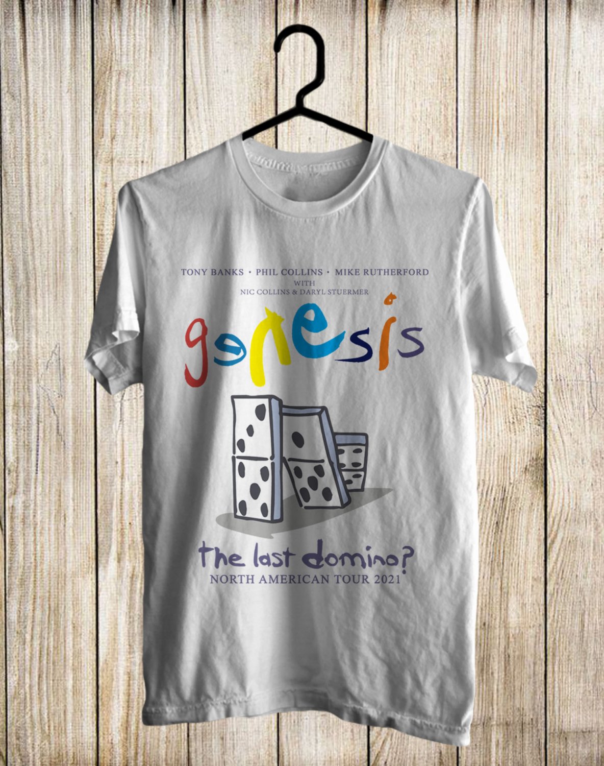 SIZE M GENESIS THE LAST DOMINO TOUR 2021 N.AMERICAN FRONT SIDE WHITE TEE SHIRT