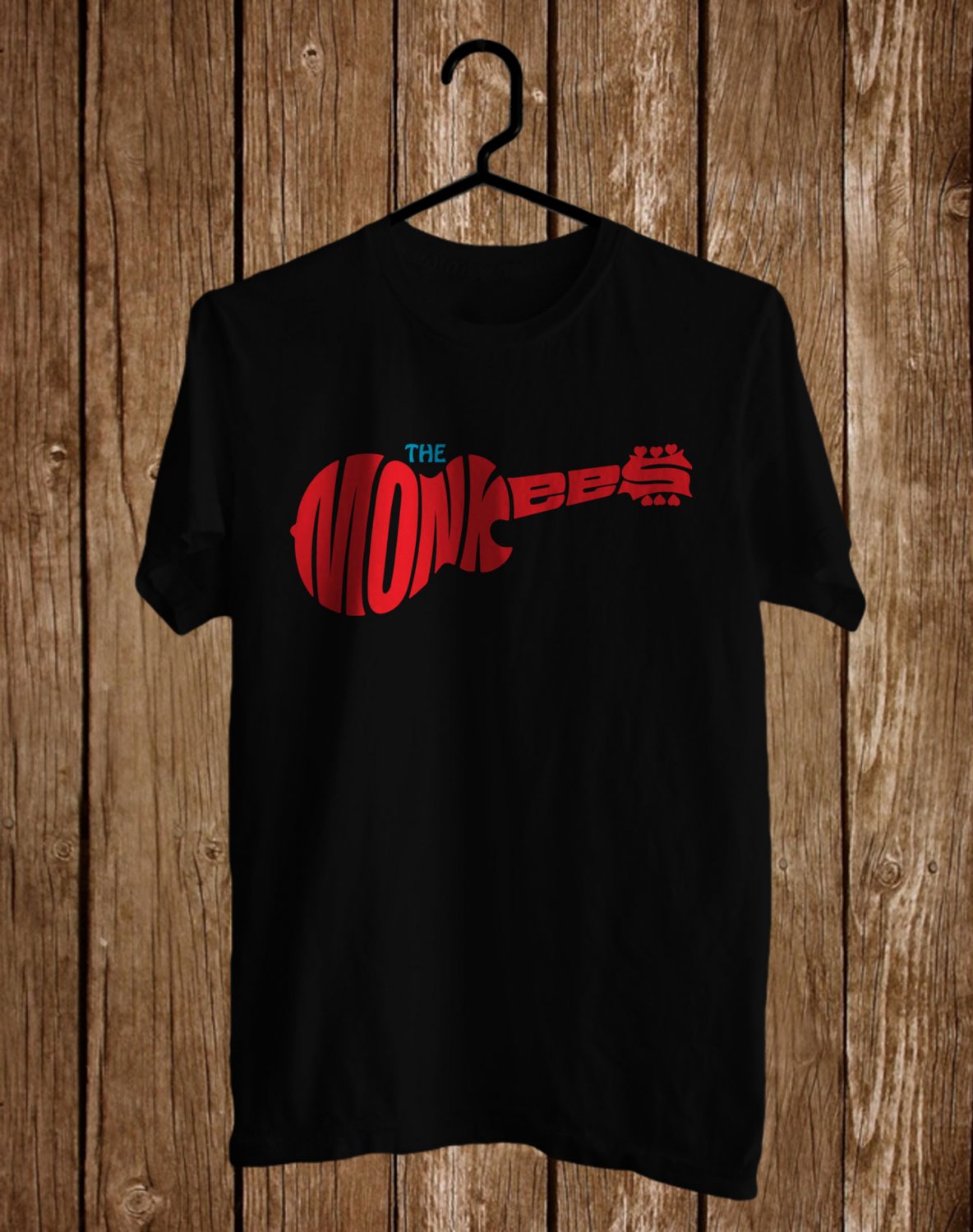 SIZE 2XL THE MONKEES LOGO FRONT SIDE BLACK TEE SHIRT