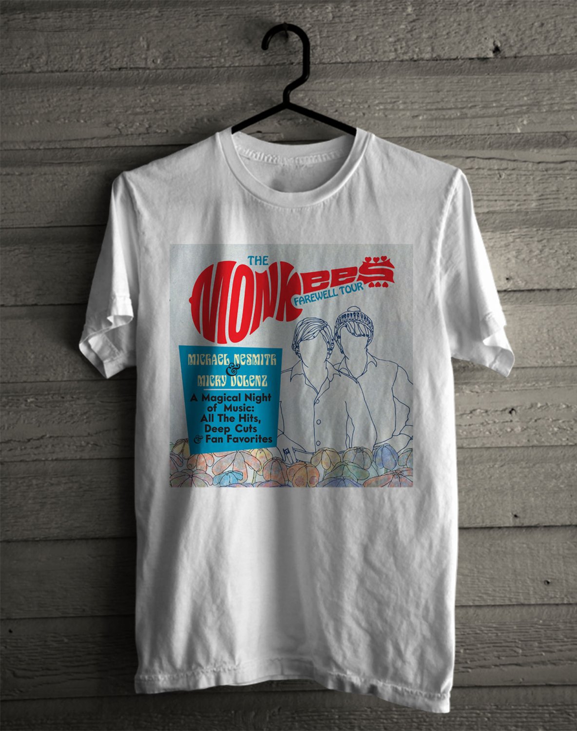 SIZE 2XL THE MONKEES FAREWELL TOUR FRONT SIDE WHITE TEE SHIRT