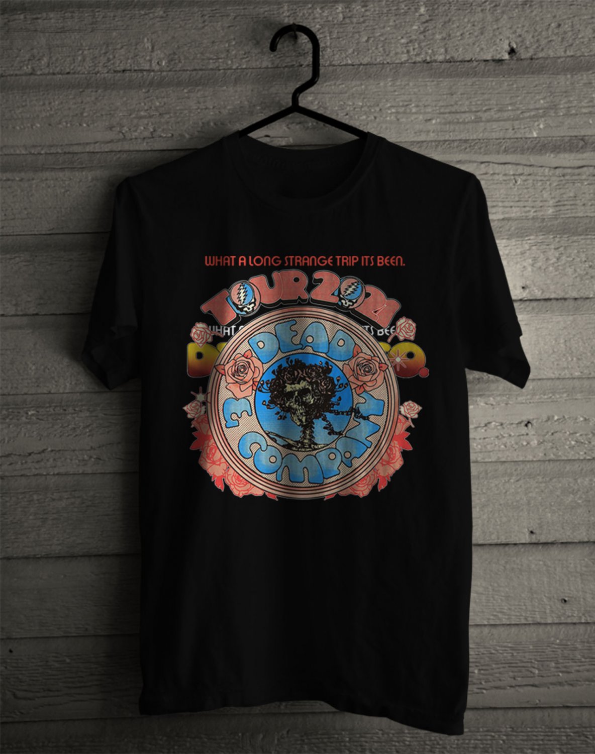SIZE M DEAD COMPANY WHAT A LONG STRANGE TRIP TOUR 2021 FRONT SIDE BLACK TEE SHIRT