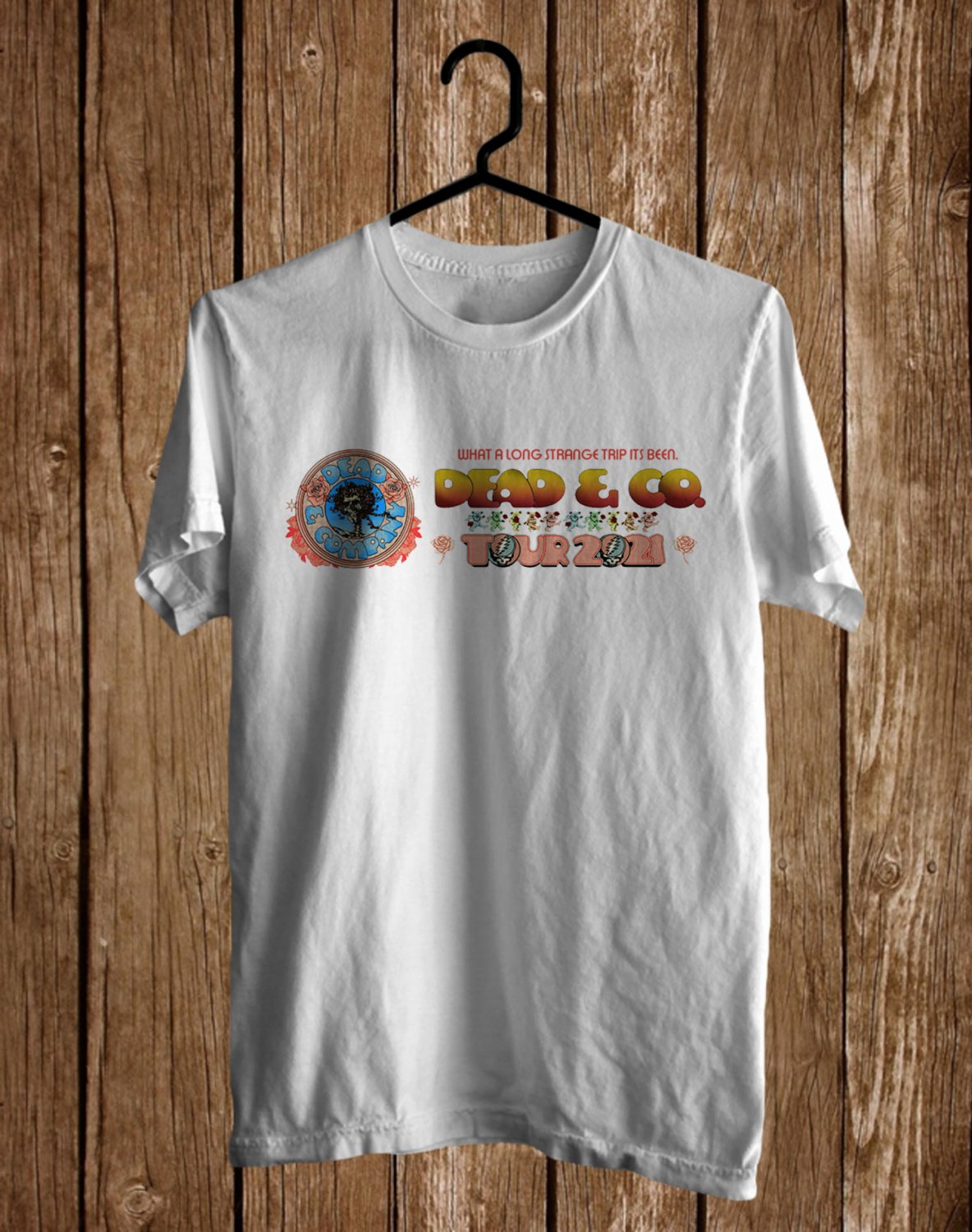 SIZE M DEAD COMPANY WHAT A LONG STRANGE TRIP TOUR 2021 FRONT SIDE WHITE TEE SHIRT