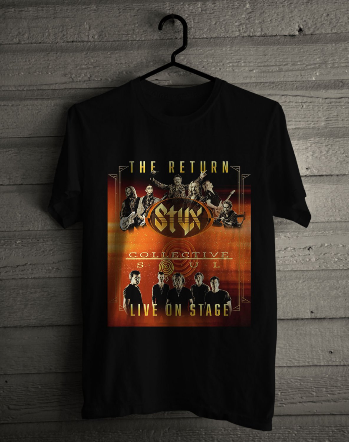 SIZE M STYX AND COLLECTIVE SOUL RETURN SUMMER 2021 FRONT SIDE BLACK TEE SHIRT