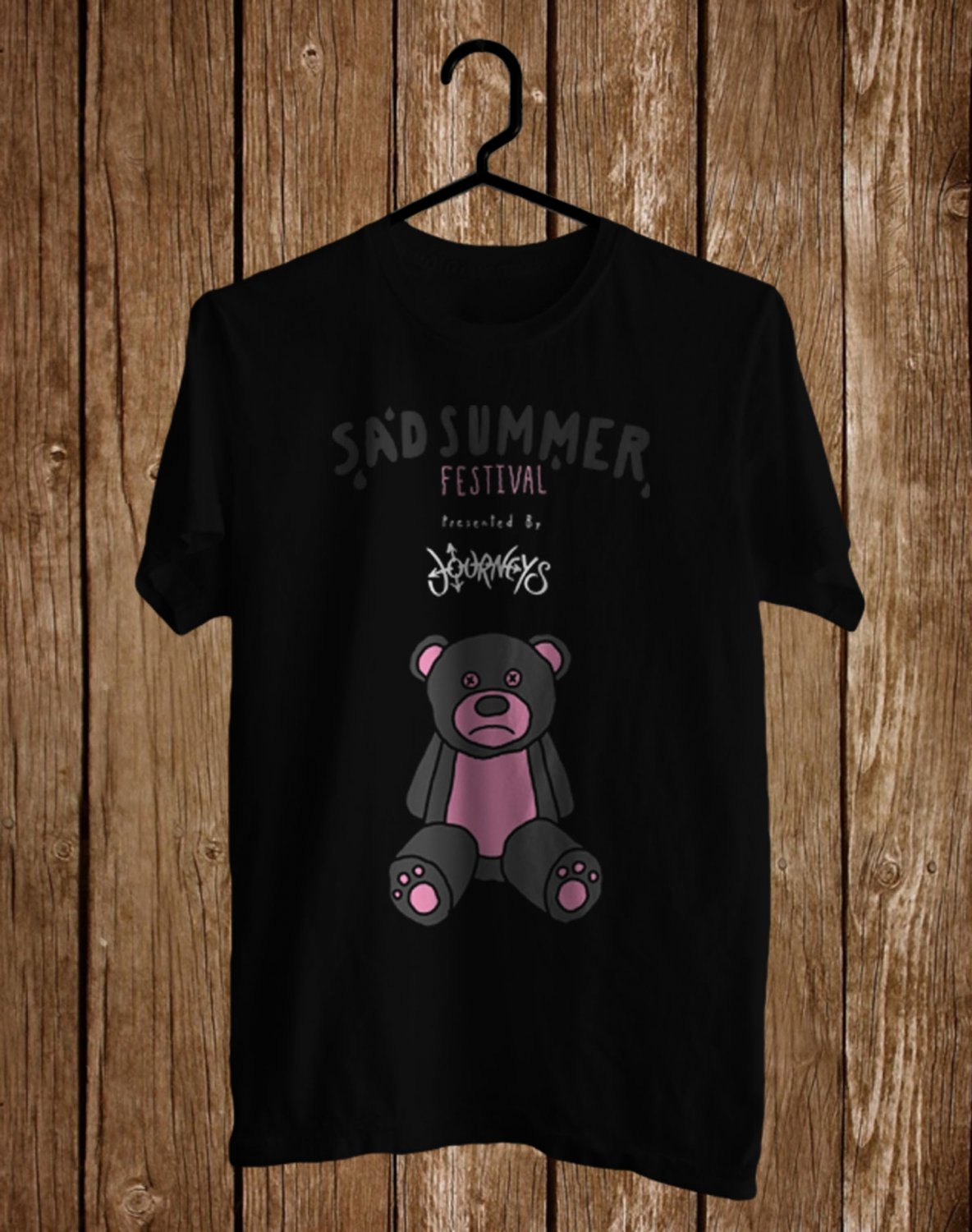SIZE XL SAD SUMMER MUSIC FESTIVAL LOGO FRONT SIDE BLACK TEE SHIRT
