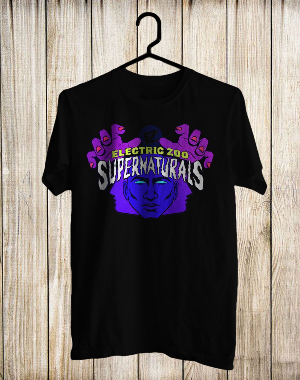 SIZE XL ELECTRIC ZOO SUPERNATURAL MUSIC FEST LOGO FRONT SIDE BLACK TEE SHIRT