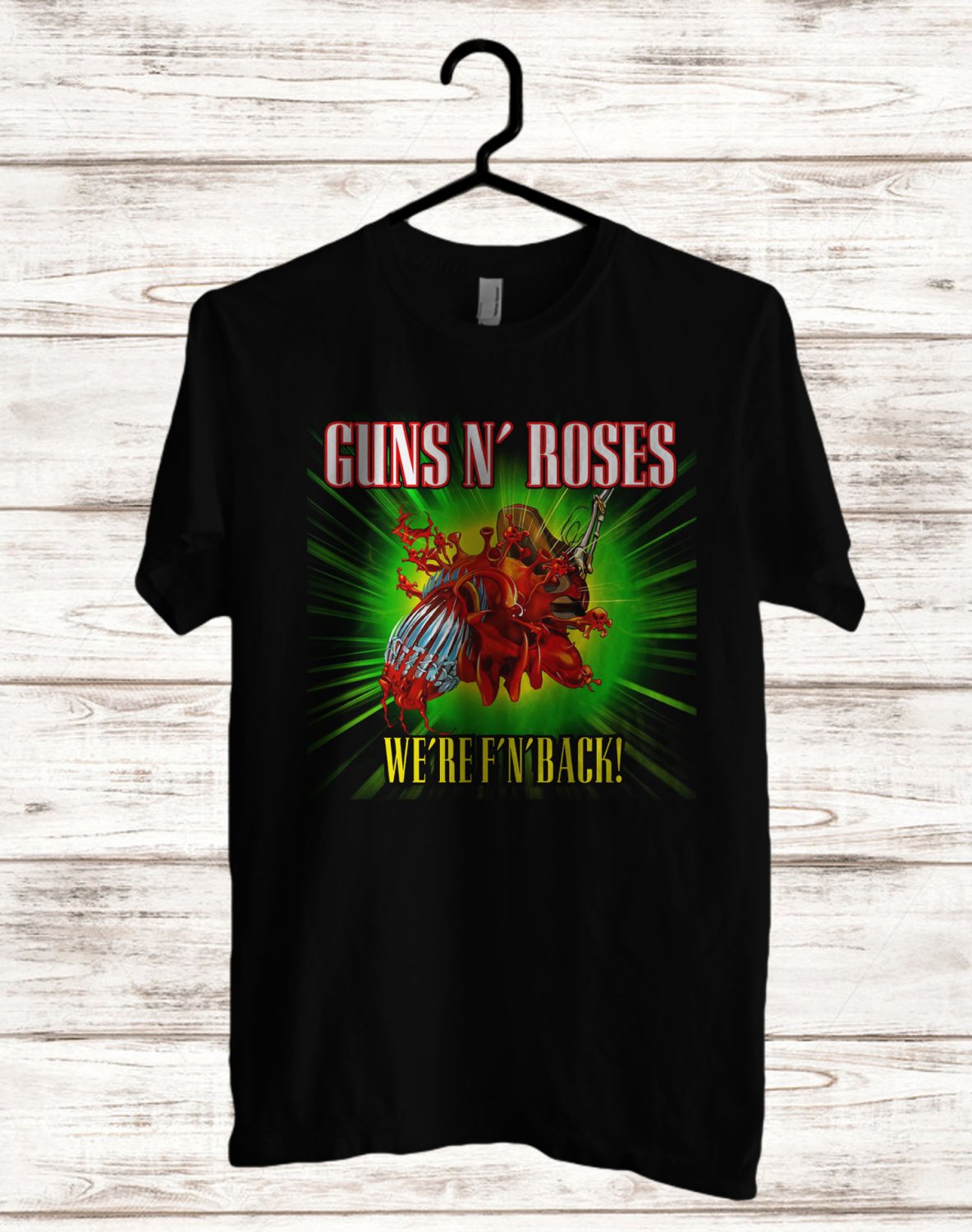 SIZE 2XL GUNS N ROSES WE ARE FN BACK LOGO FRONT SIDE BLACK TEE SHIRT