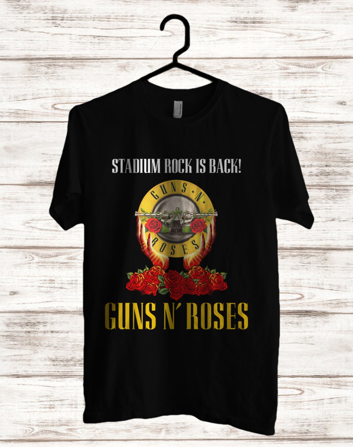 SIZE 2XL GUNS N ROSES STADIUM ROCK IS BACK 2021 FRONT SIDE BLACK TEE SHIRT