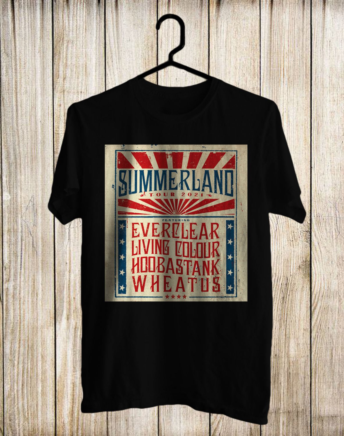 SIZE L SUMMERLAND TOUR 2021 FRONT SIDE BLACK TEE SHIRT