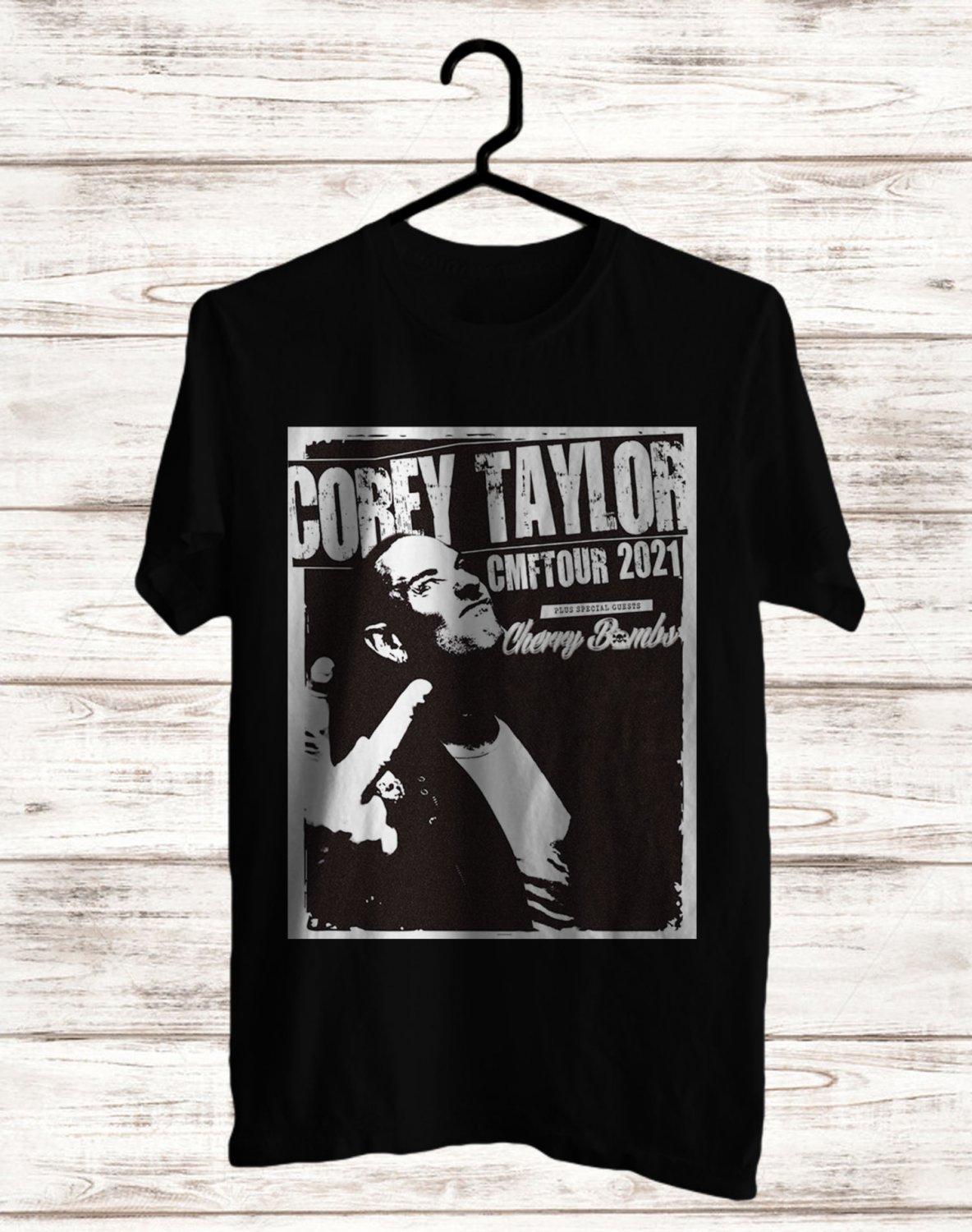 SIZE M COREY TAYLOR CMFT TOUR 2021 FRONT SIDE BLACK TEE SHIRT