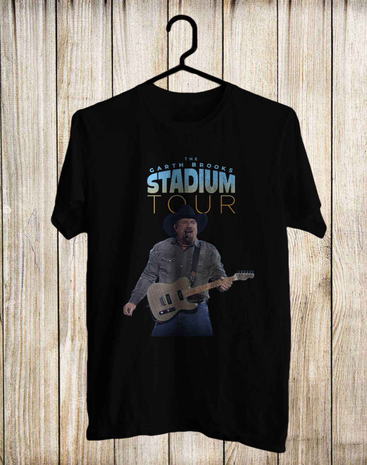 SIZE 3XL GARTH BROOKS THE STADIUM SHOW LOGO FRONT SIDE BLACK TEE SHIRT