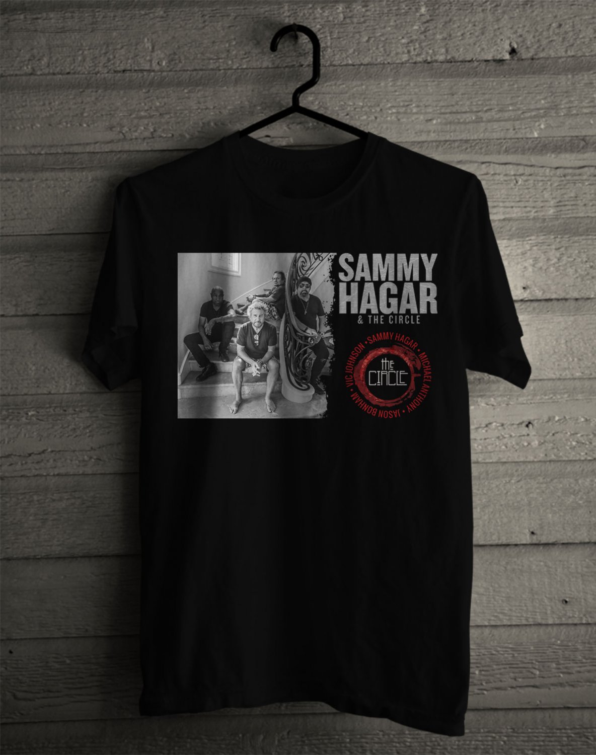 SIZE L SAMMY HAGAR AND THE CIRCLE FRONT SIDE BLACK TEE SHIRT
