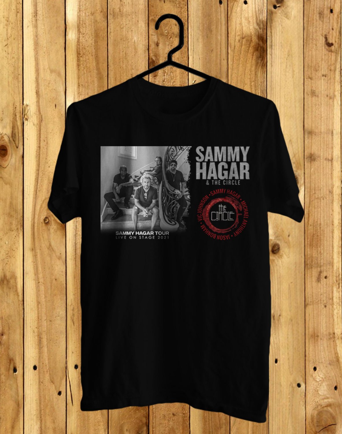 SIZE 2XL SAMMY HAGAR AND THE CIRCLE LIVE ON STAGE 2021 FRONT SIDE BLACK TEE SHIRT