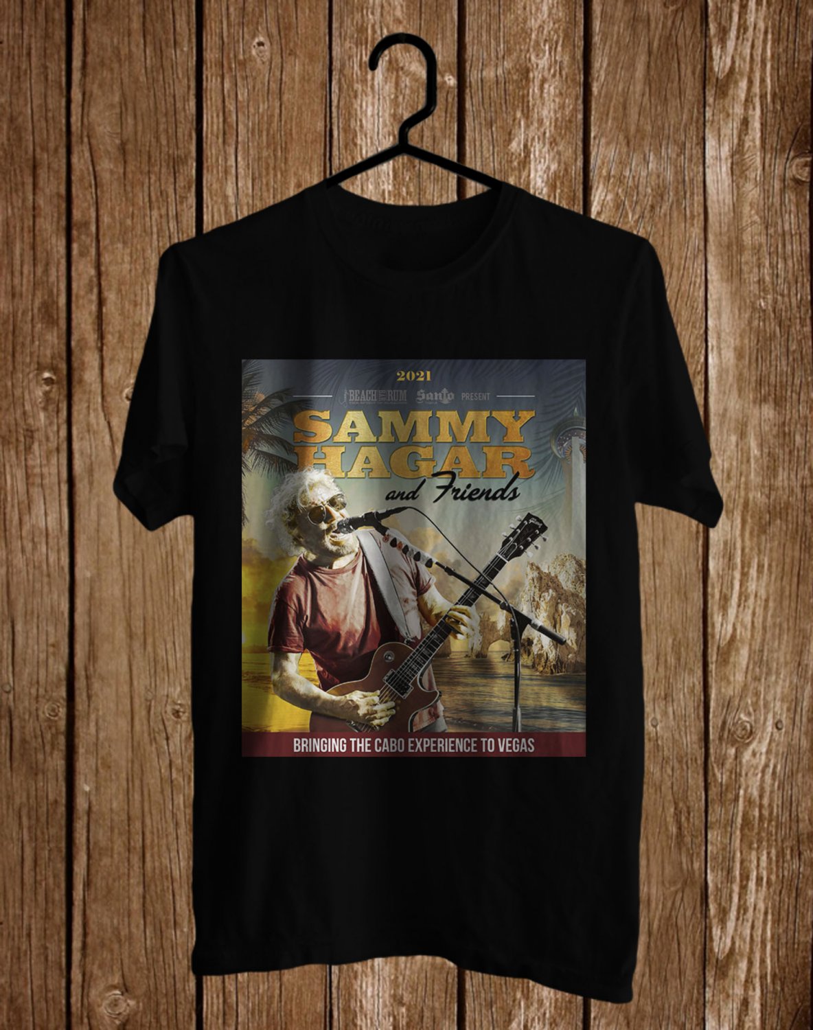 SIZE M SAMMY HAGAR AND FRIENDS LAS VEGAS SHOW 2021 FRONT SIDE BLACK TEE SHIRT