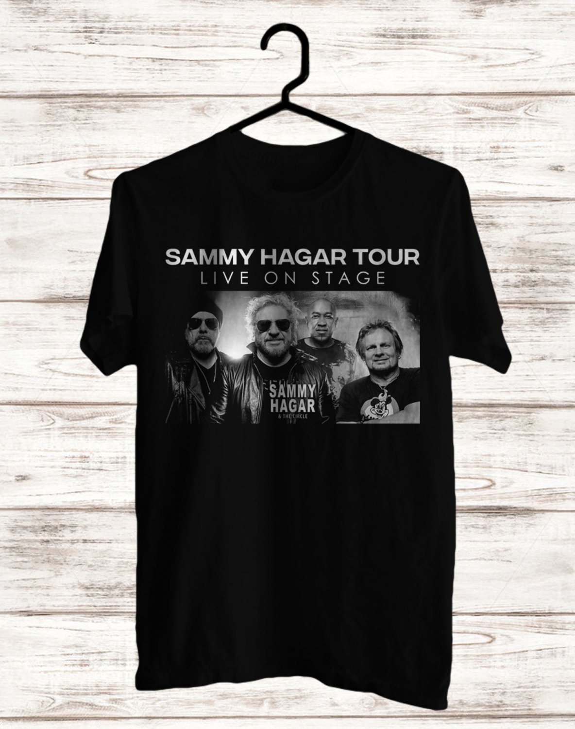 SIZE L SAMMY HAGAR LIVE ON STAGE FRONT SIDE BLACK TEE SHIRT