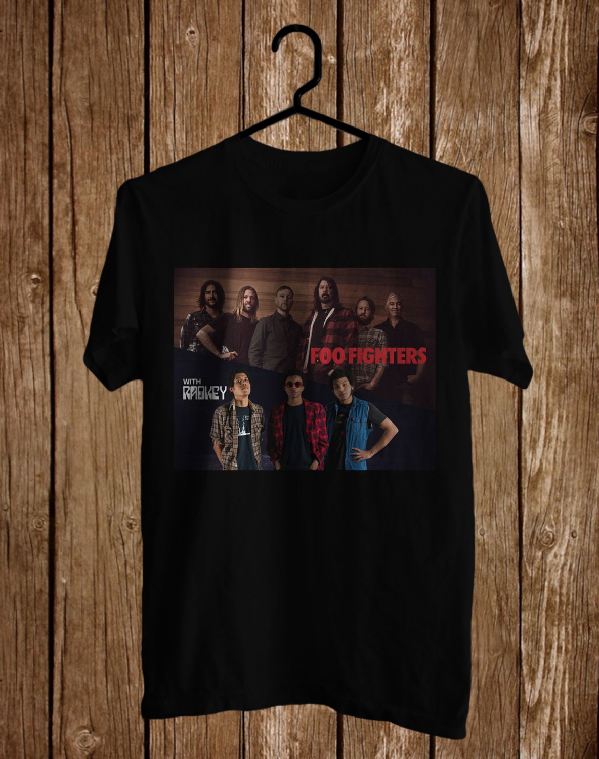 SIZE 5XL FOO FIGHTER SUMMER TOUR 2021 WITH RADKEY FRONT SIDE BLACK TEE SHIRT