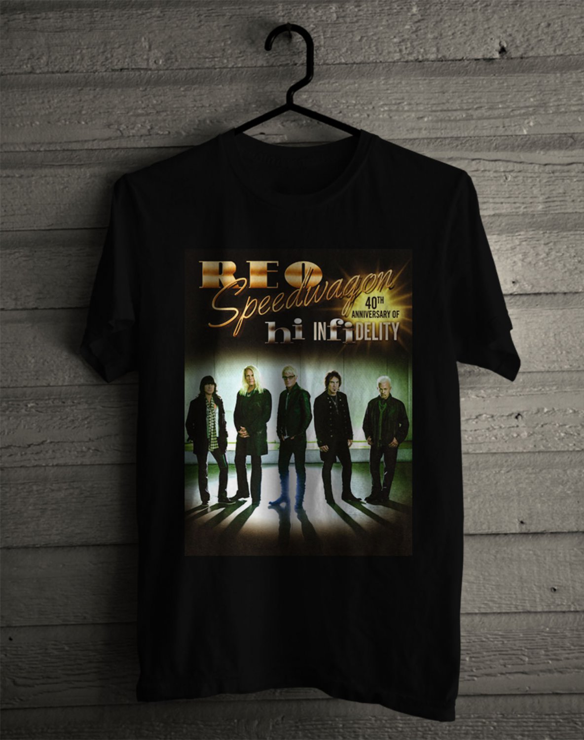 SIZE S REO SPEEDWAGON 40TH ANNIVERSARY HI INFIDELITY 2021 FRONT SIDE BLACK TEE SHIRT