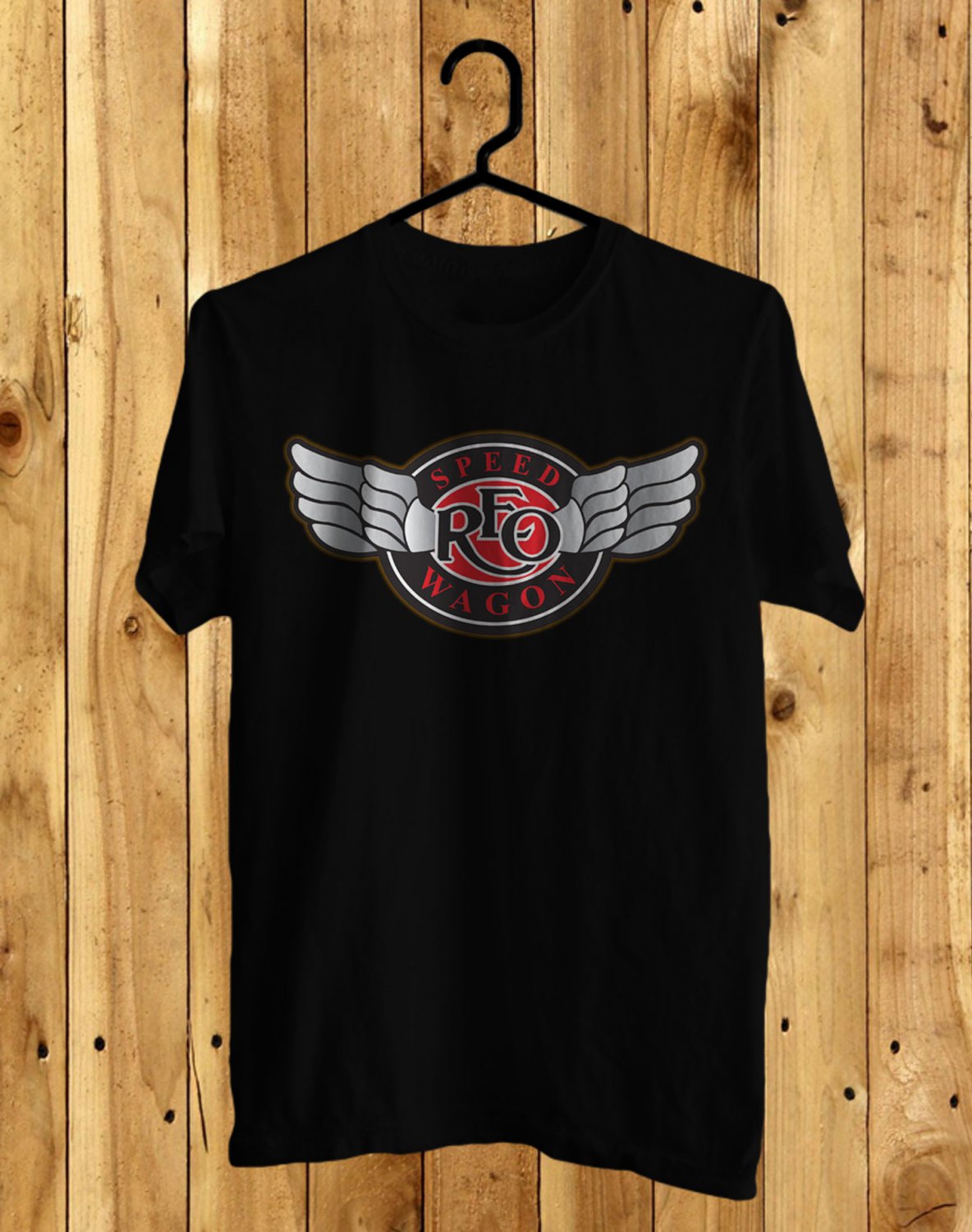 SIZE 2XL REO SPEEDWAGON LOGO FRONT SIDE BLACK TEE SHIRT