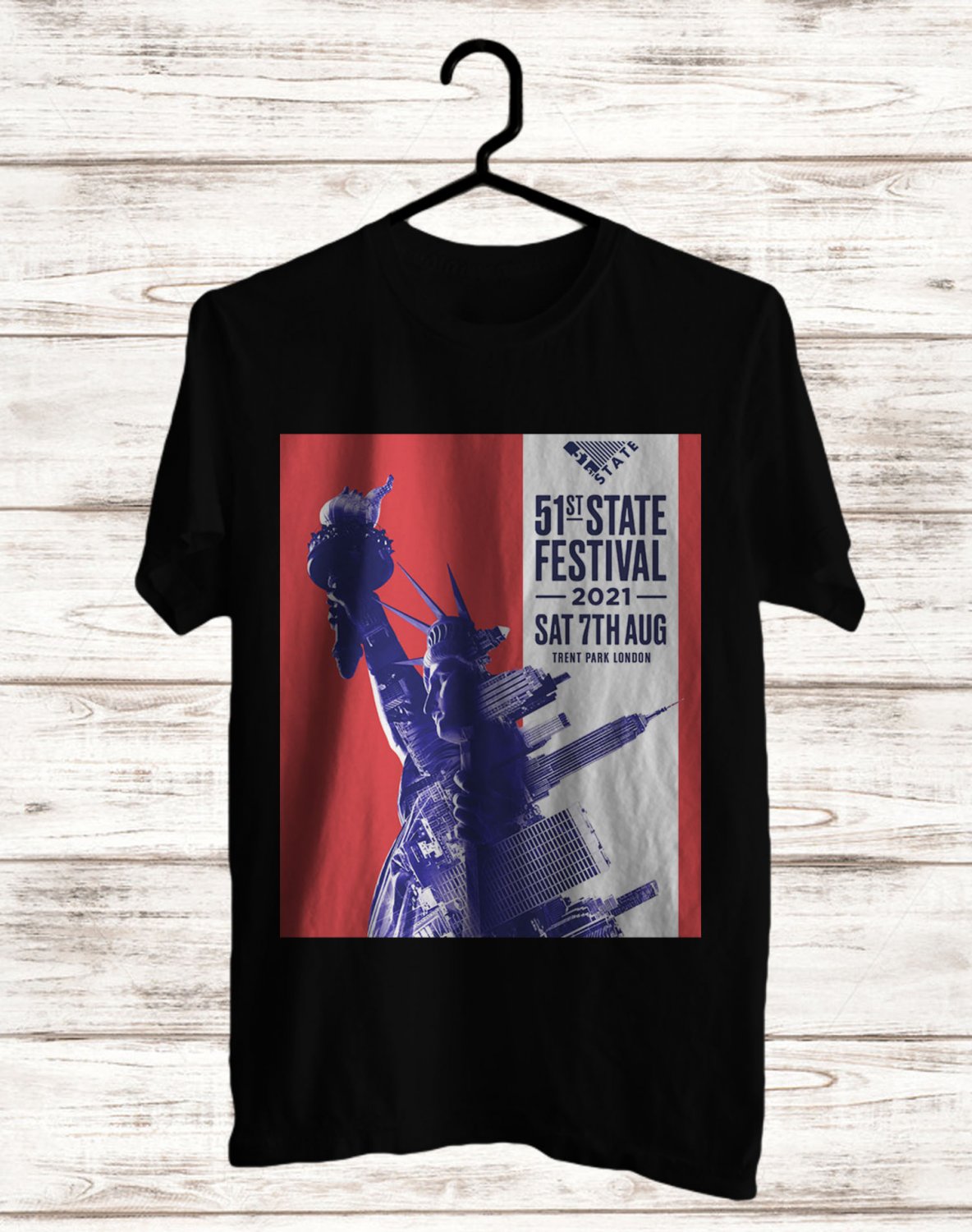 SIZE XL 51st STATE MUSIC FESTIVAL AUGUST 2021 FRONT SIDE BLACK TEE SHIRT