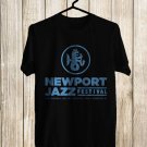 SIZE M NEWPORT JAZZ MUSIC FESTIVAL LOGO FRONT SIDE BLACK TEE SHIRT