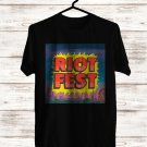 SIZE L RIOT MUSIC FESTIVAL FRONT SIDE BLACK TEE SHIRT