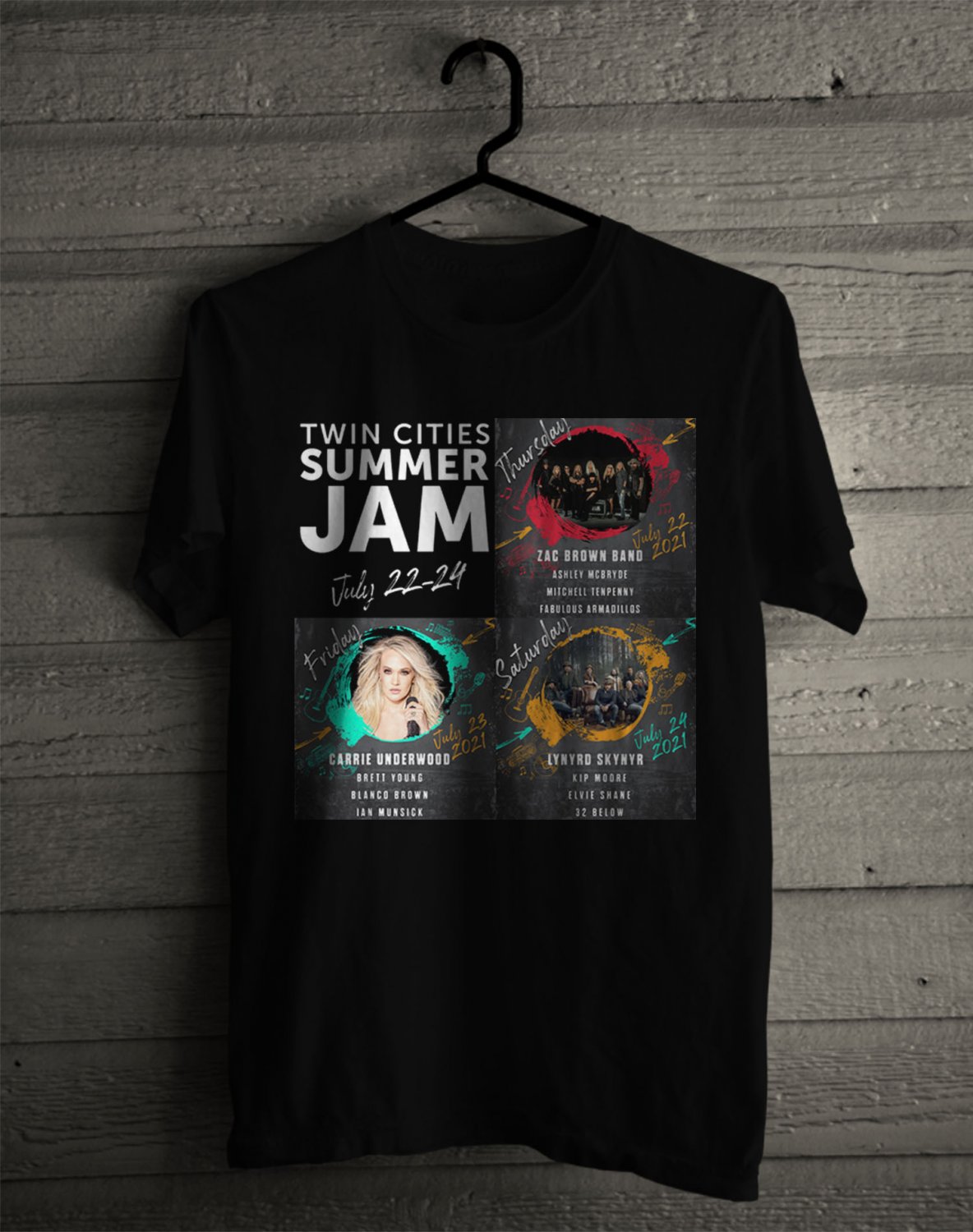 TWIN CITIES SUMMER JAM MUSIC FESTIVAL SEPT 2021 FRONT SIDE TEE SHIRT
