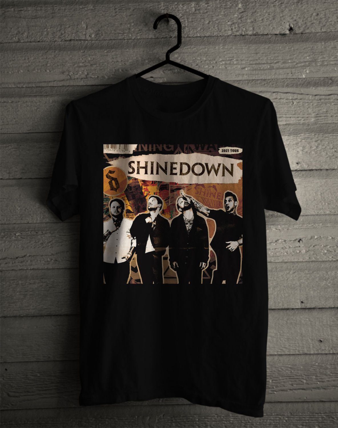 SHINEDOWN TOUR 2021 WITH THE STRUTS FRONT SIDE BLACK TEE SHIRT