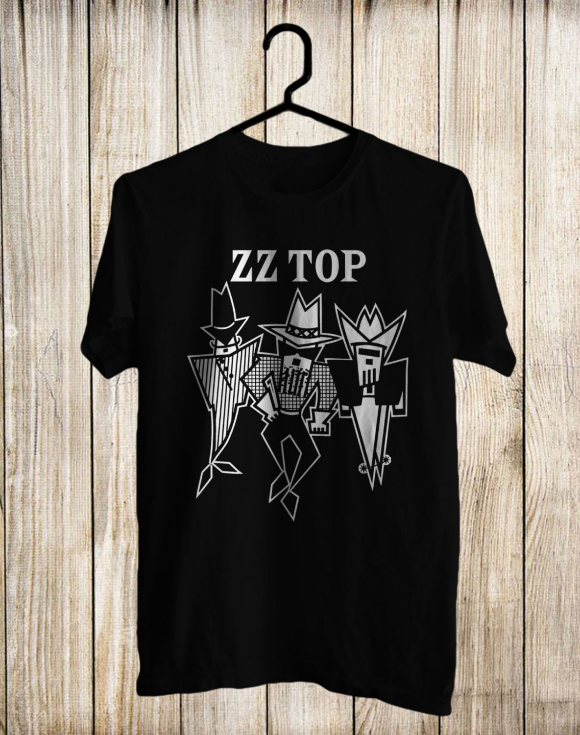 ZZ TOP BAND LOGO FRONT SIDE BLACK TEE SHIRT