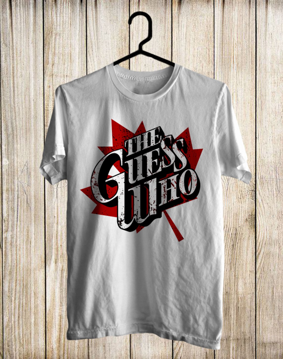 THE GUESS WHO BAND LOGO FRONT SIDE WHITE TEE SHIRT