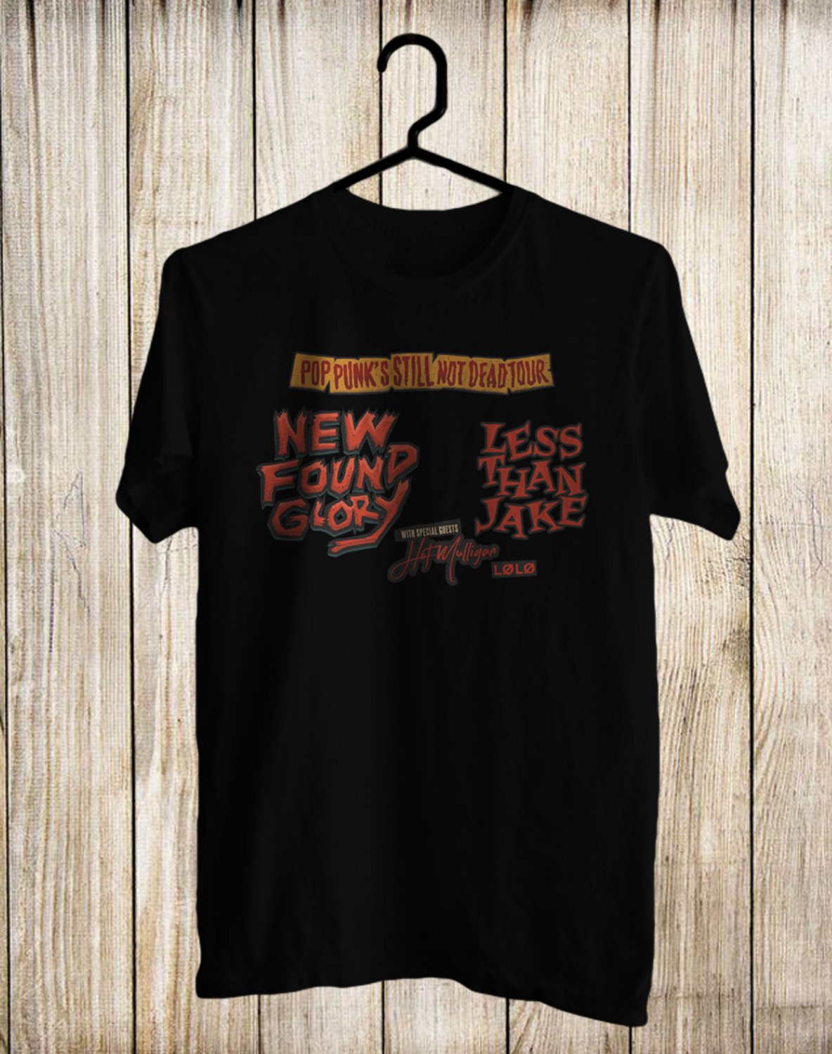 NEW FOUND GLORY LESS THAN JAKE POP PUNK STILL NOT DEAD 2021 FRONT SIDE BLACK TEE SHIRT