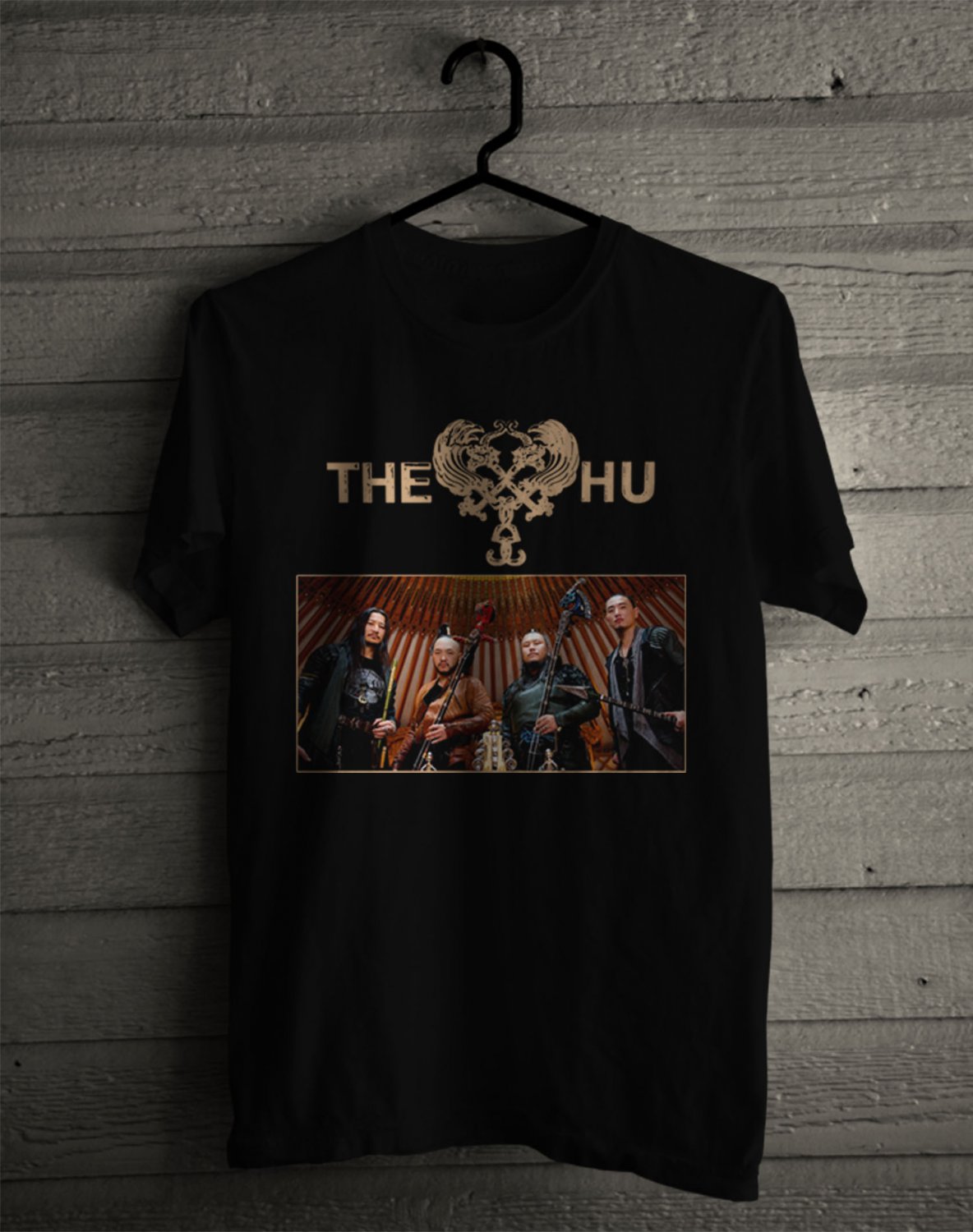 THE HU BAND LOGO FRONT SIDE BLACK TEE SHIRT