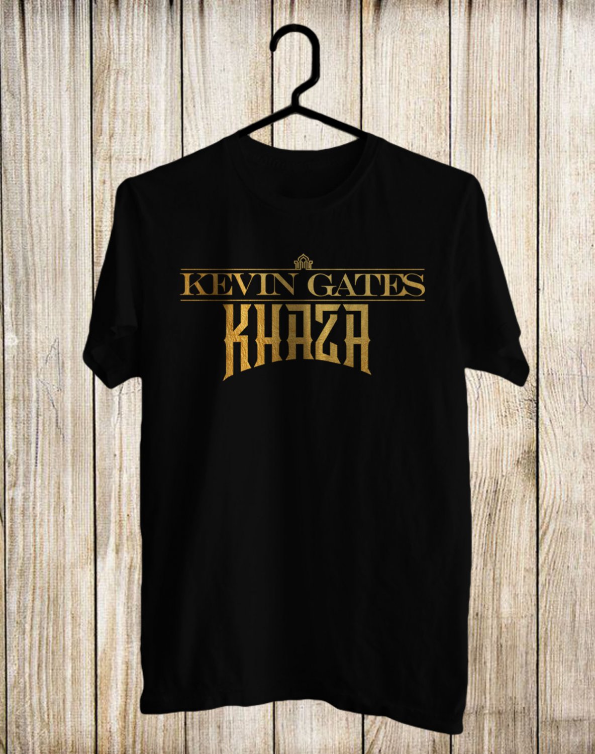 KEVIN GATES KHANZA LOGO FRONT SIDE BLACK TEE SHIRT