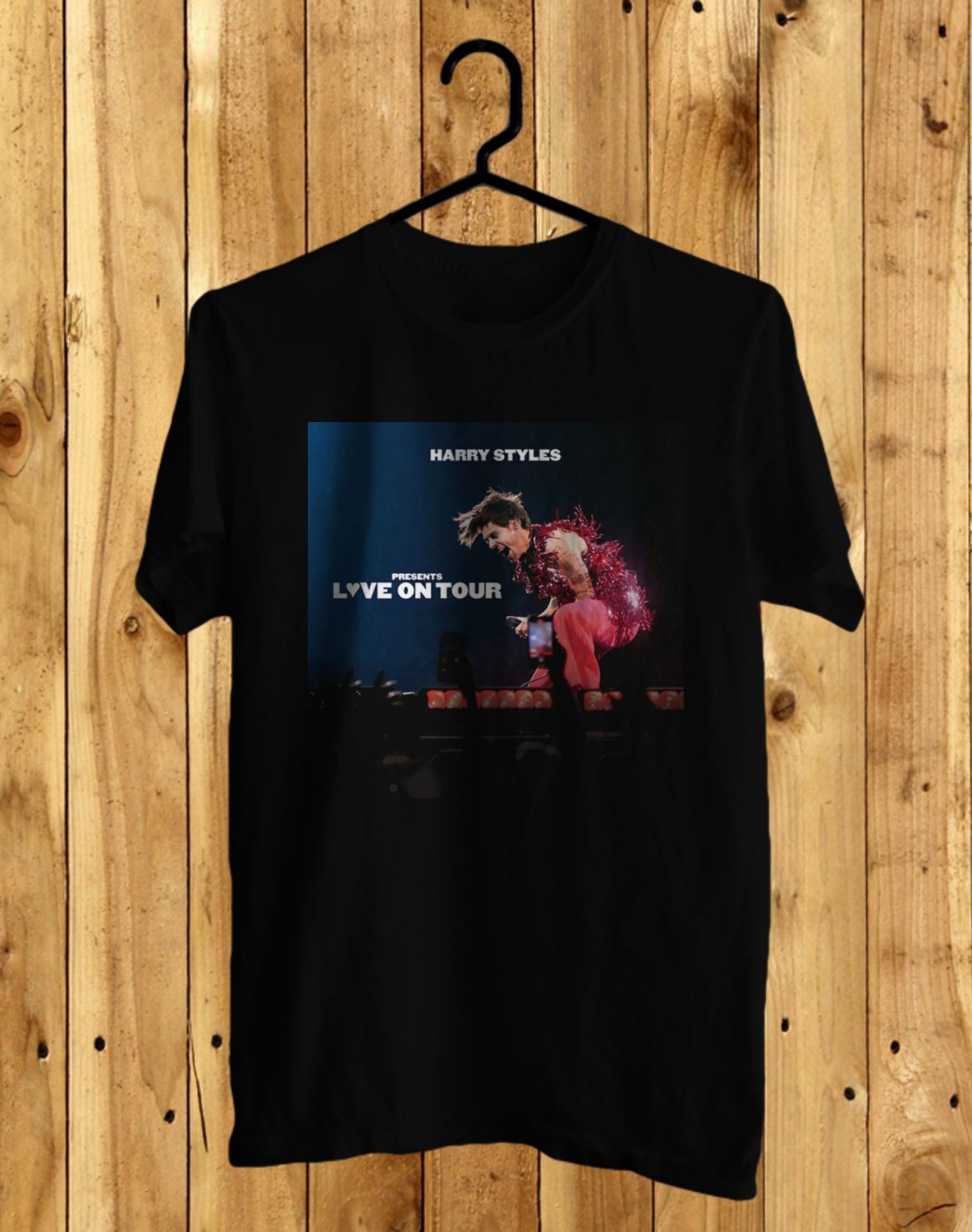 HARRY STYLES LOVE ON TOUR FRONT SIDE BLACK TEE SHIRT