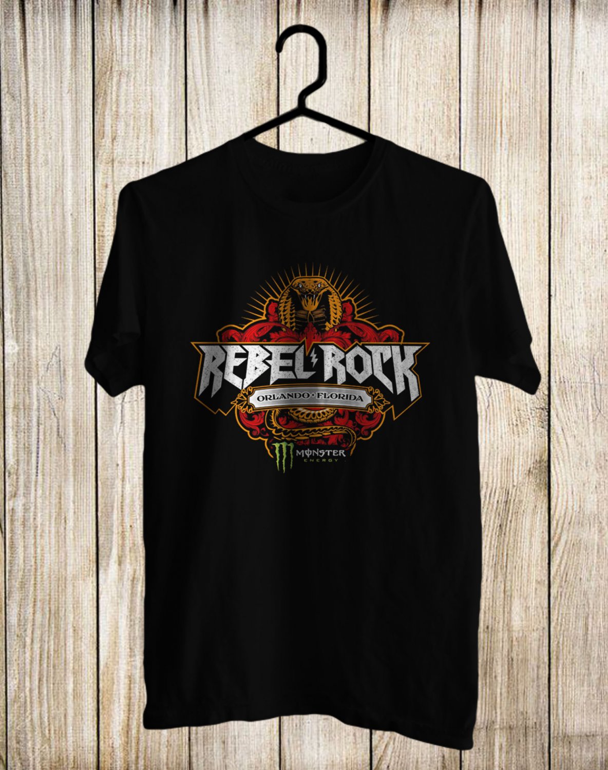 REBEL ROCK FESTIVAL LOGO FRONT SIDE BLACK TEE SHIRT