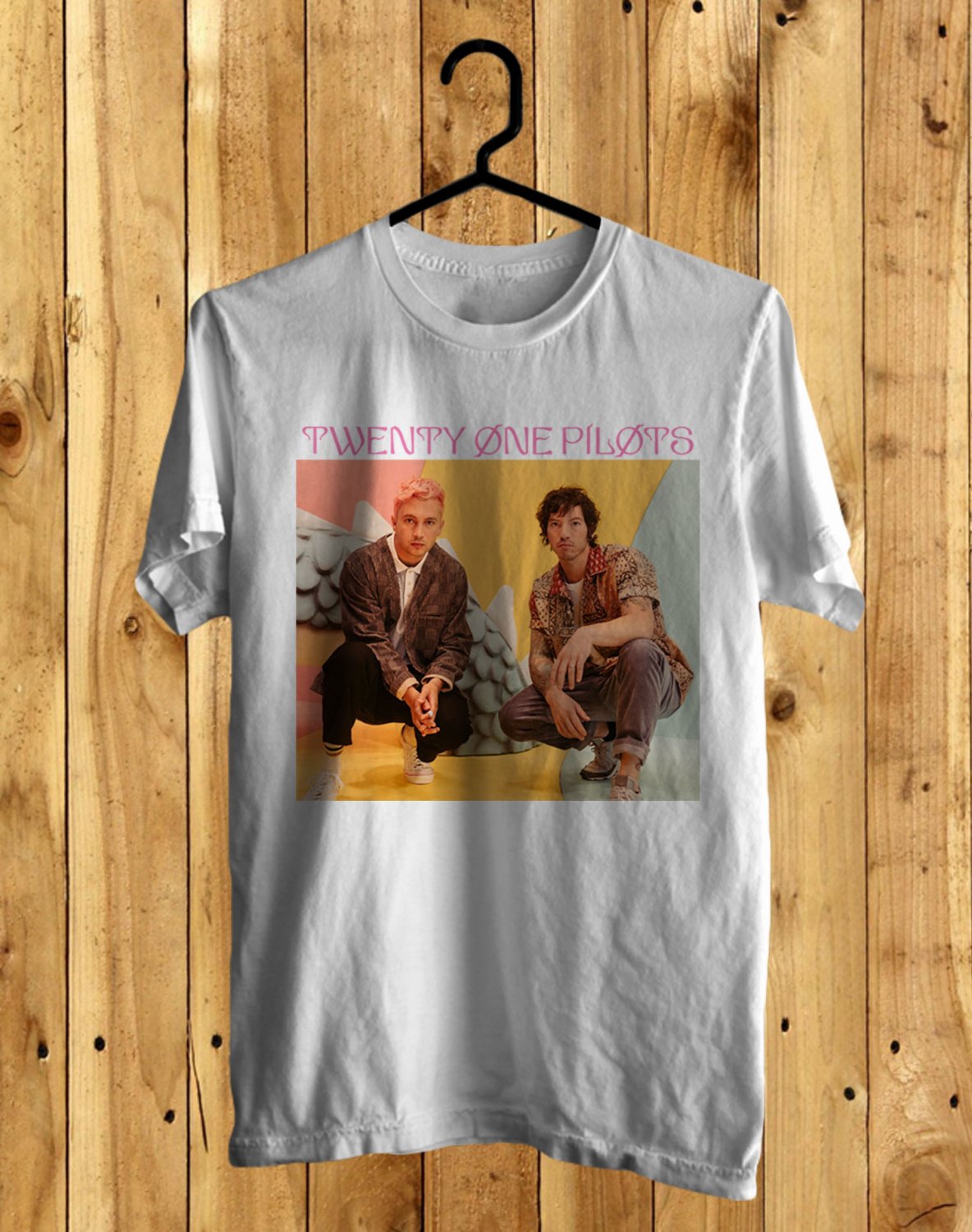 TWENTY ONE PILOTS MEMBERS FRONT SIDE WHITE TEE SHIRT