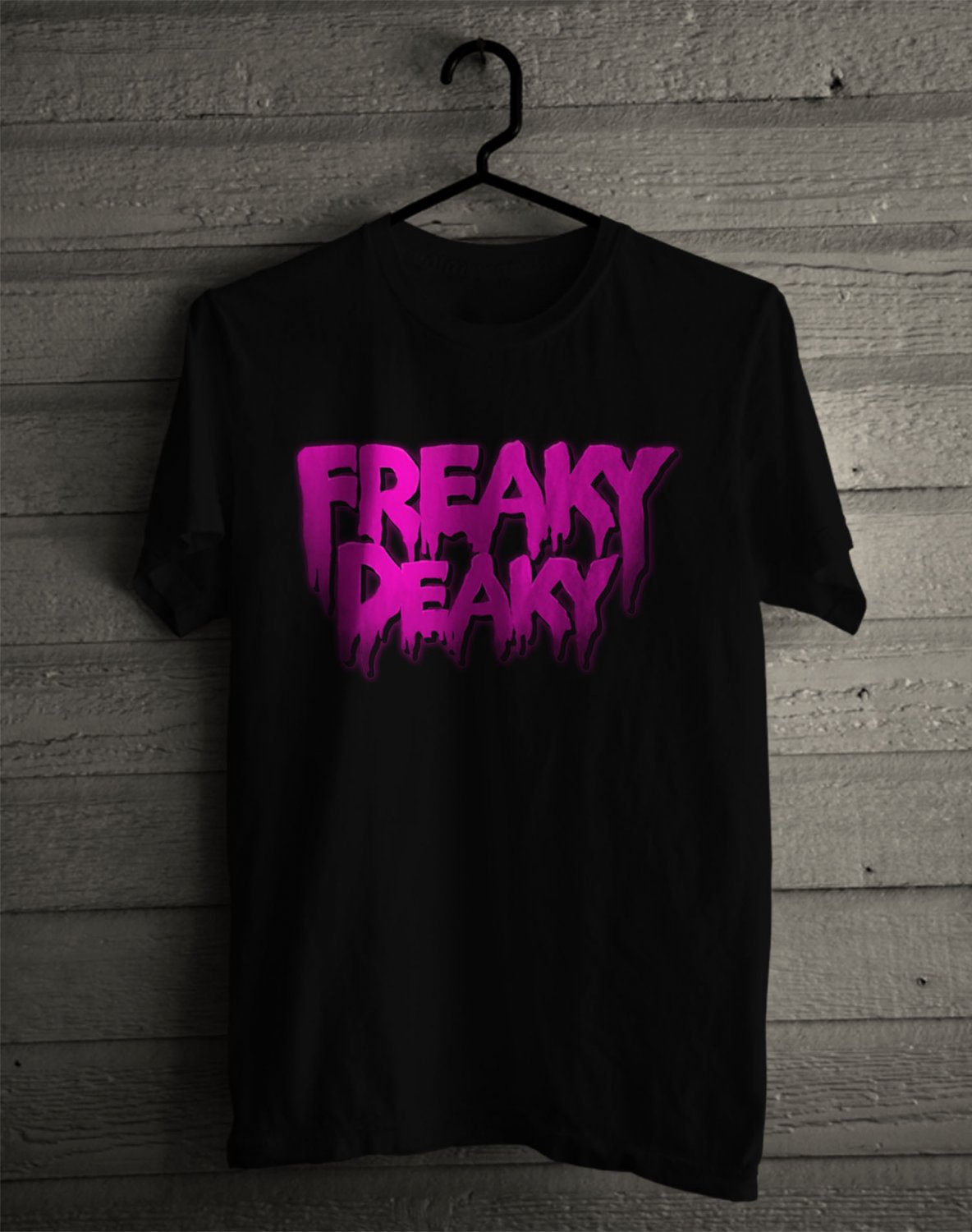 FREAKY DEAKY MUSIC FESTIVAL LOGO FRONT SIDE BLACK TEE SHIRT