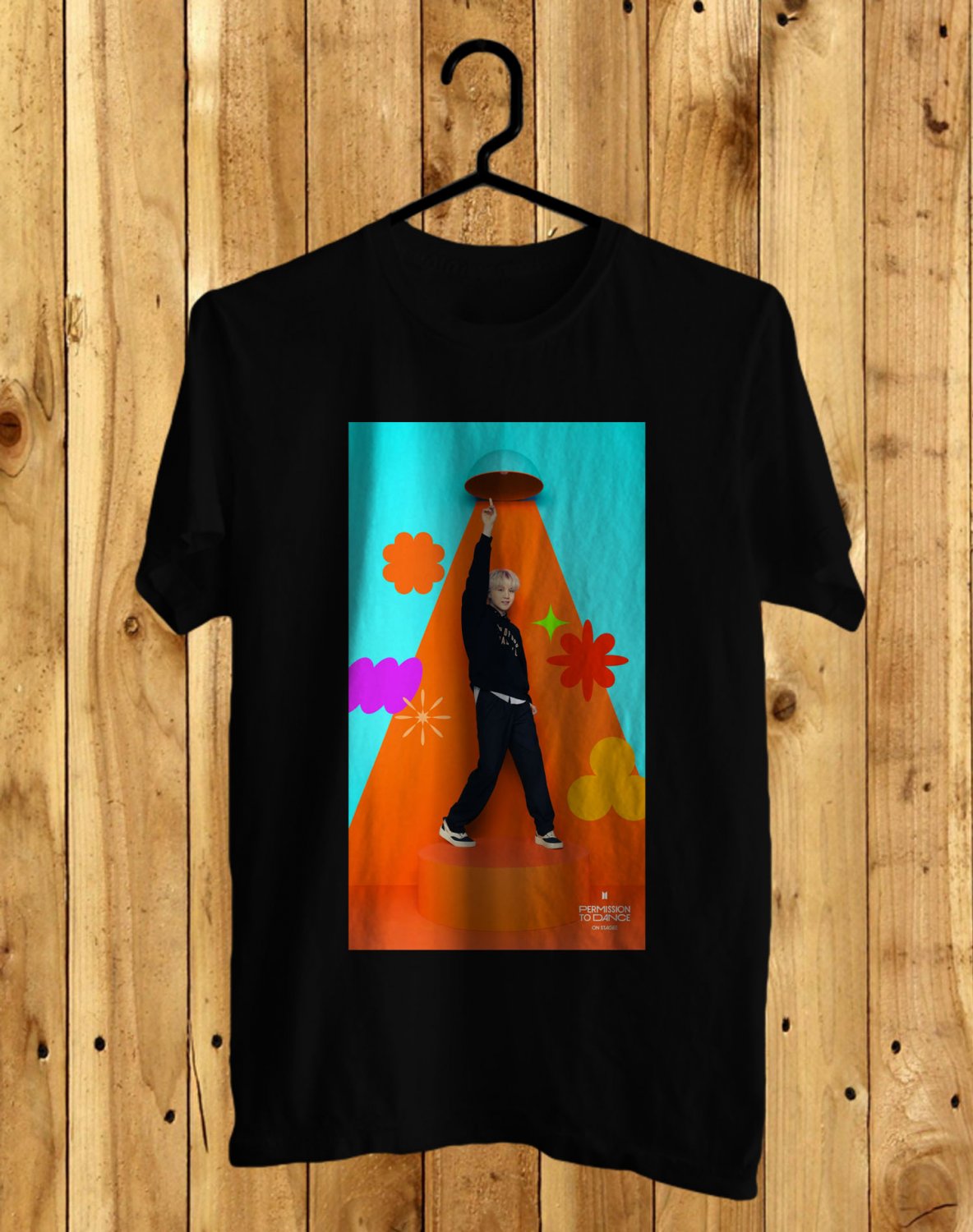 SUGA BTS PERMISSION TO DANCE ON STAGE FRONT SIDE BLACK TEE SHIRT