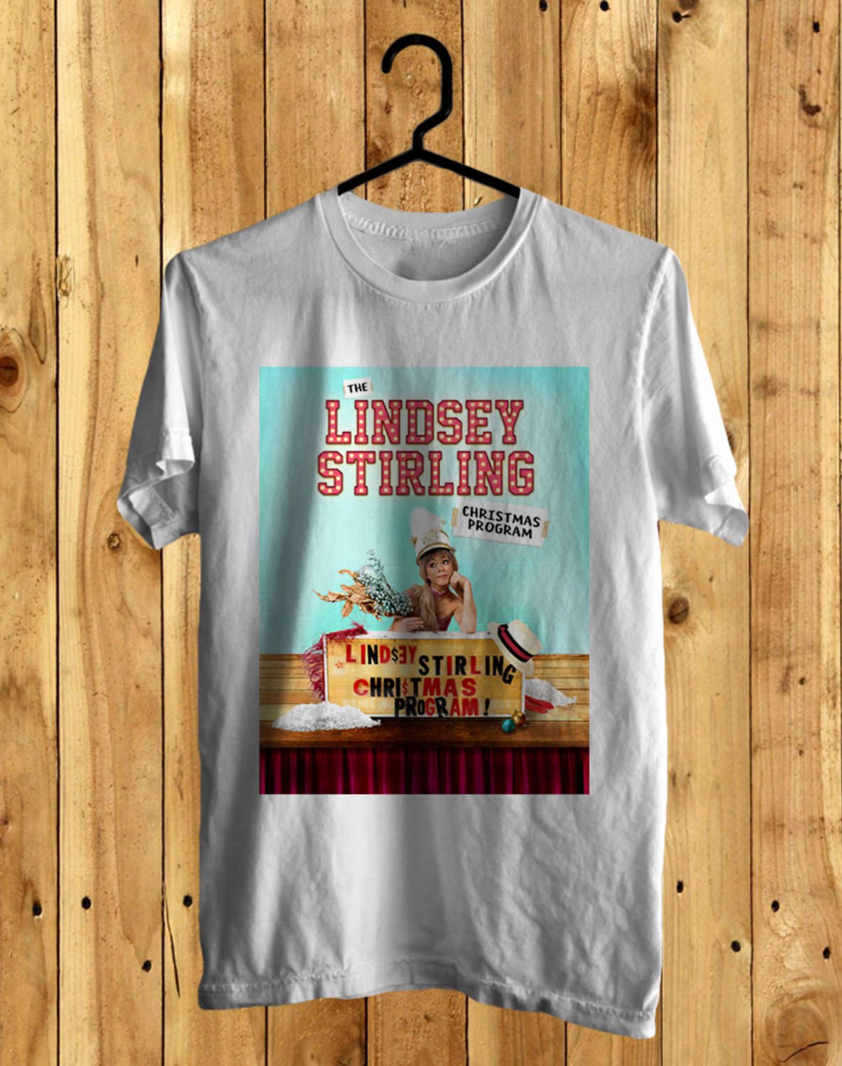LINDSEY STIRLING THE CHRISTMAS PROGRAM TOUR 2021 FRONT SIDE WHITE TEE SHIRT V01