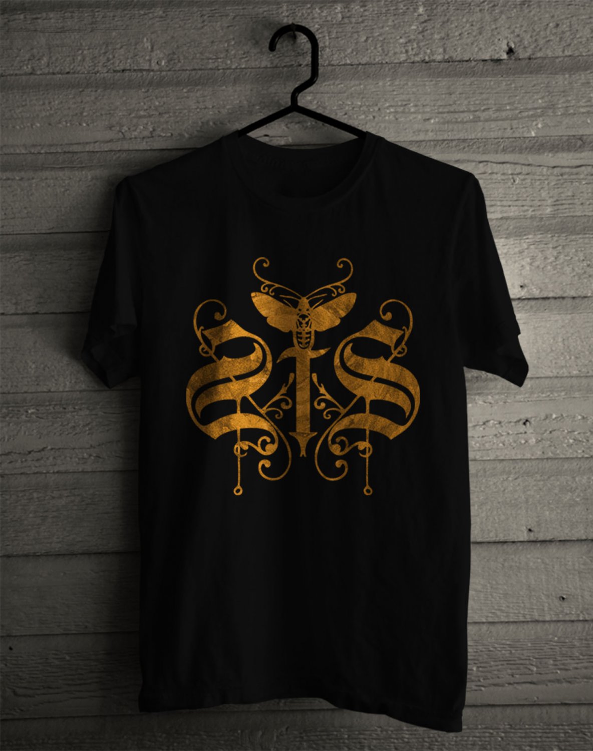 SWALLOW THE SUN GOLD LOGO FRONT SIDE BLACK TEE SHIRT V01