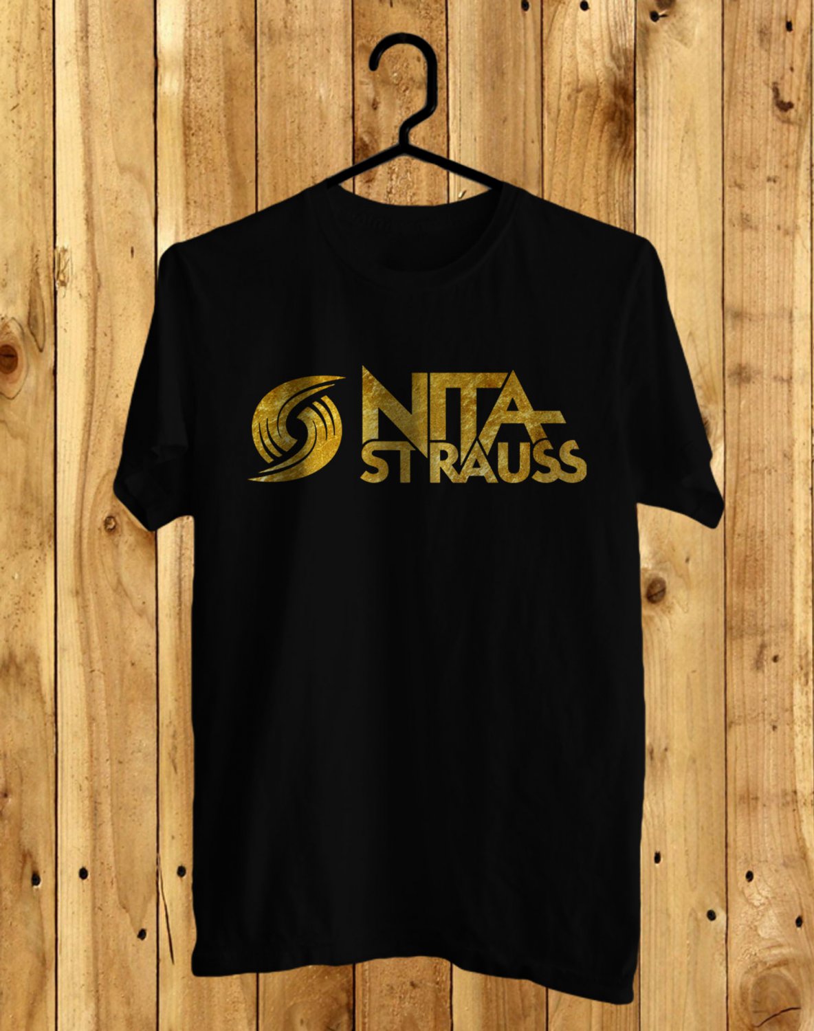 NITA STRAUSS GOLD LOGO FRONT SIDE BLACK TEE SHIRT V01