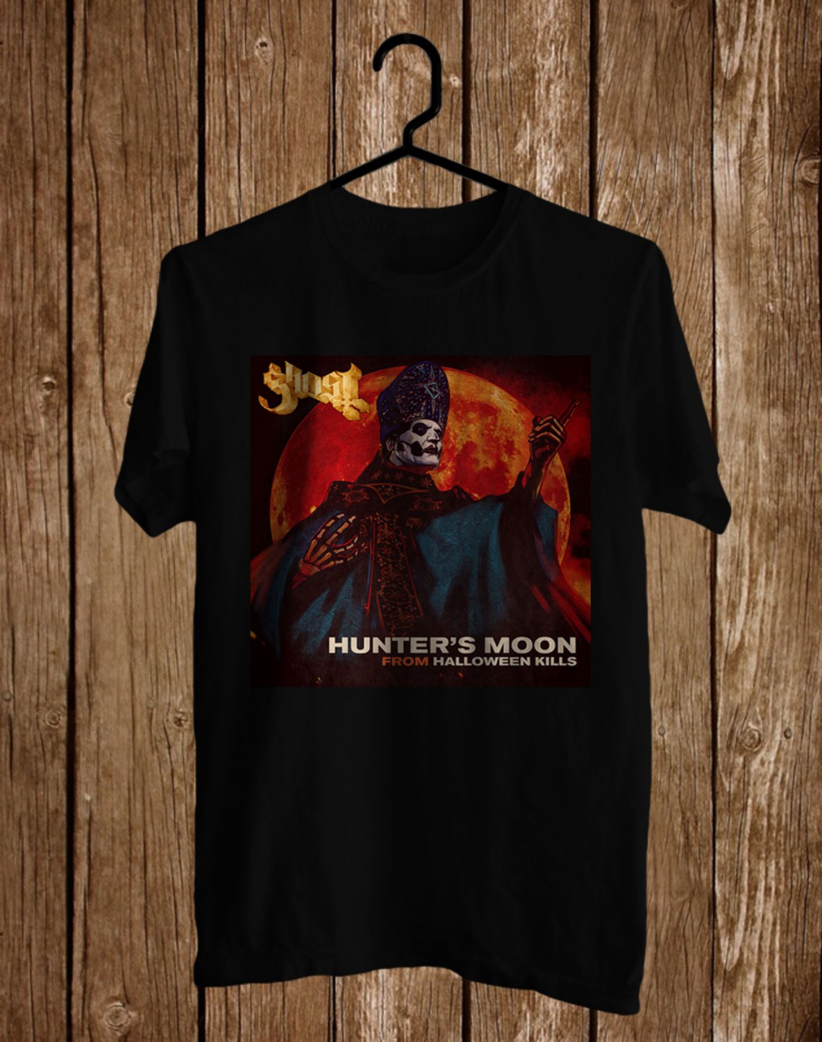 GHOST HUNTER MOON SINGLE COVER FRONT SIDE BLACK TEE SHIRT V01