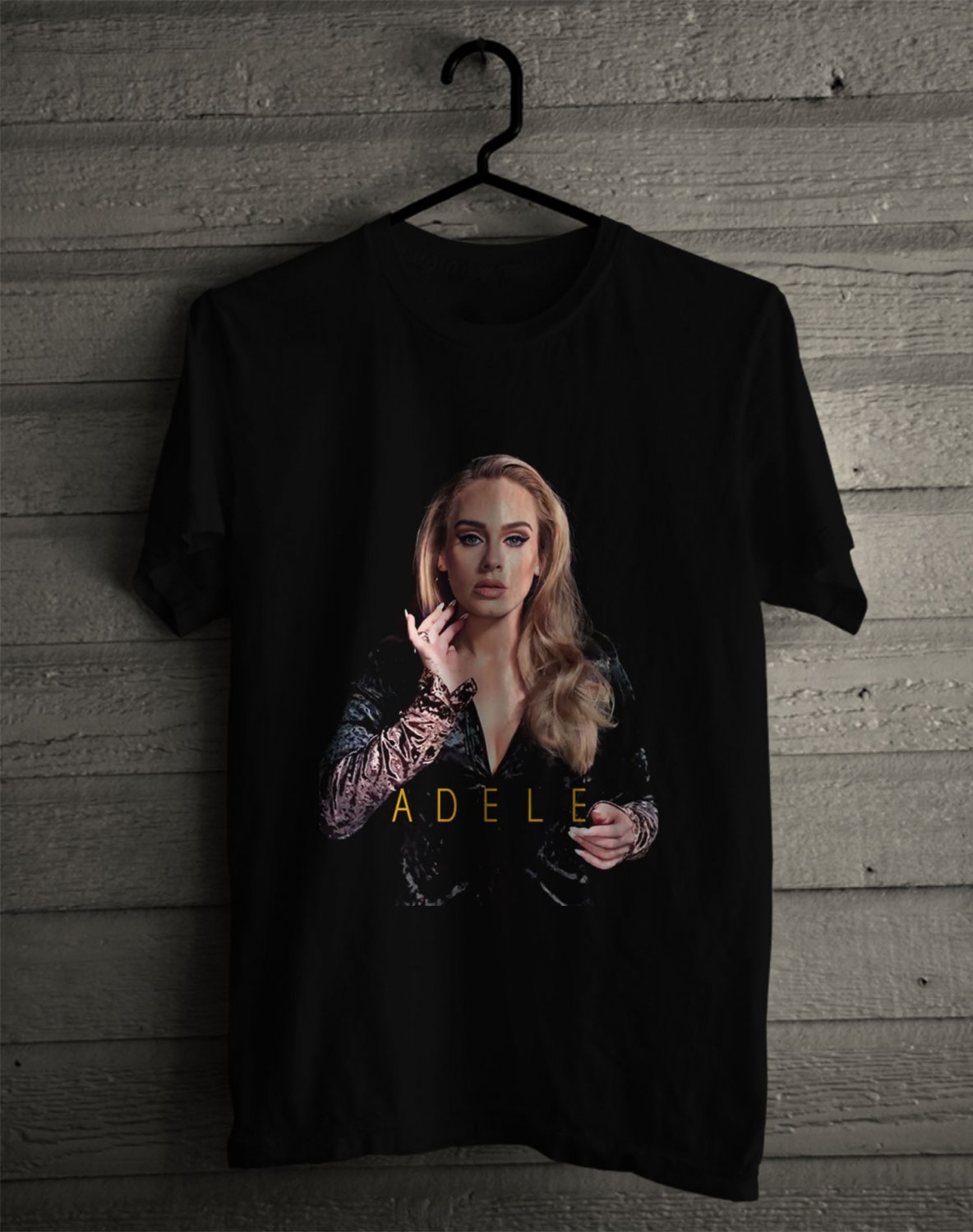 ADELE SINGER FRONT SIDE BLACK TEE SHIRT V01