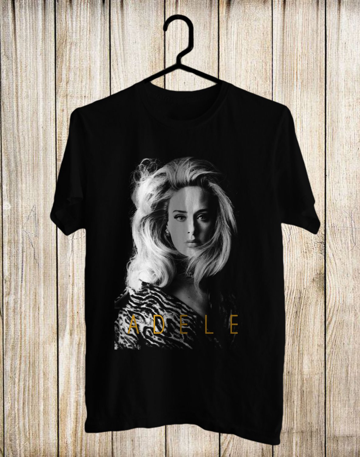 ADELE SINGER FRONT SIDE BLACK TEE SHIRT V03