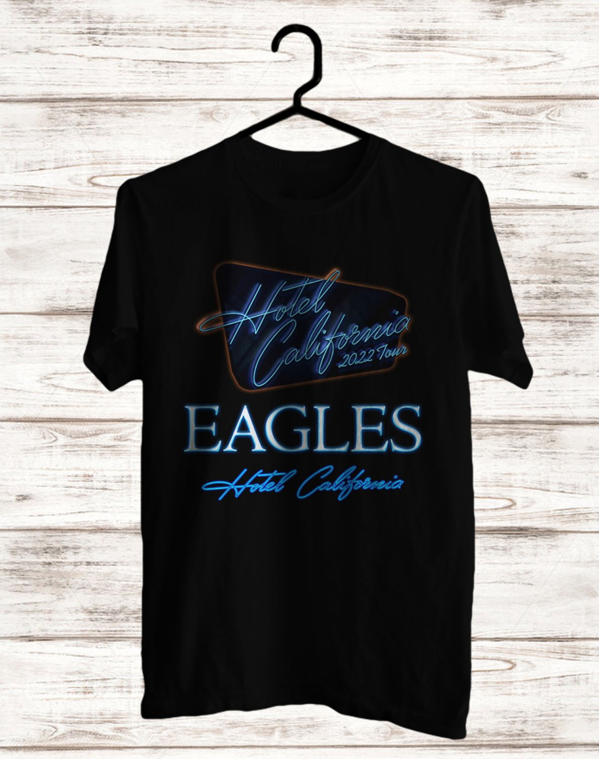 EAGLE HOTEL CALIFORNIA TOUR 2022 FRONT SIDE BLACK TEE SHIRT V02