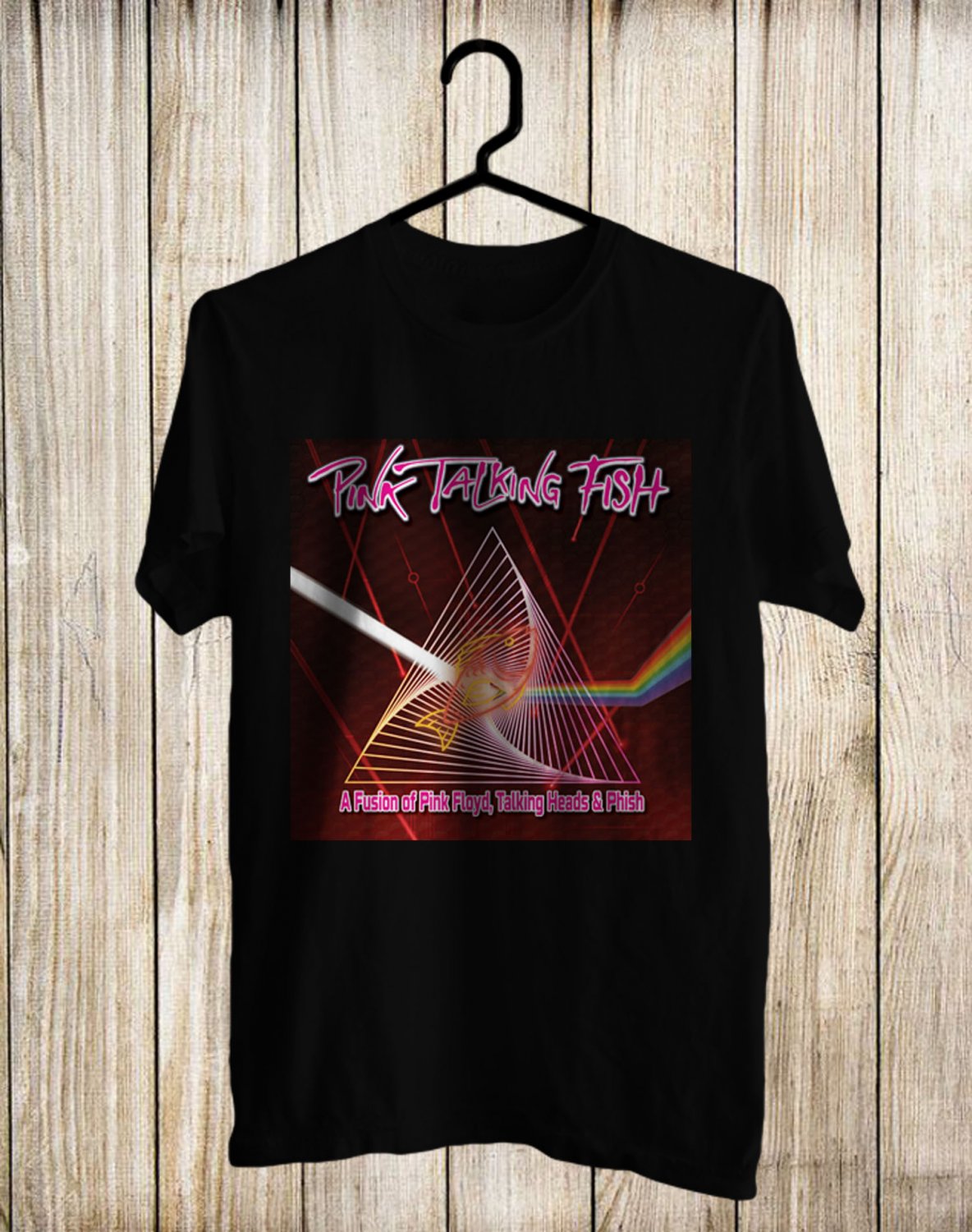 PINK TALKING FISH LOGO TOUR 2022 FRONT SIDE BLACK TEE SHIRT V02