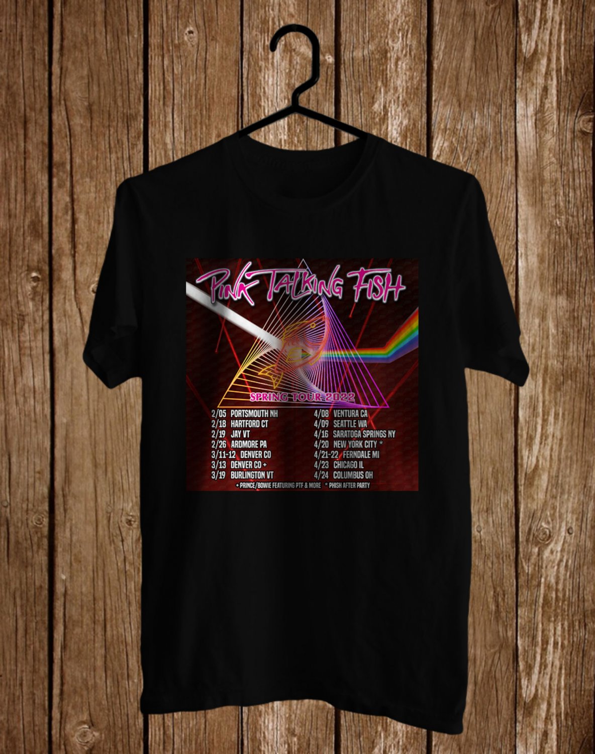 PINK TALKING FISH LOGO TOUR DATES 2022 FRONT SIDE BLACK TEE SHIRT V01