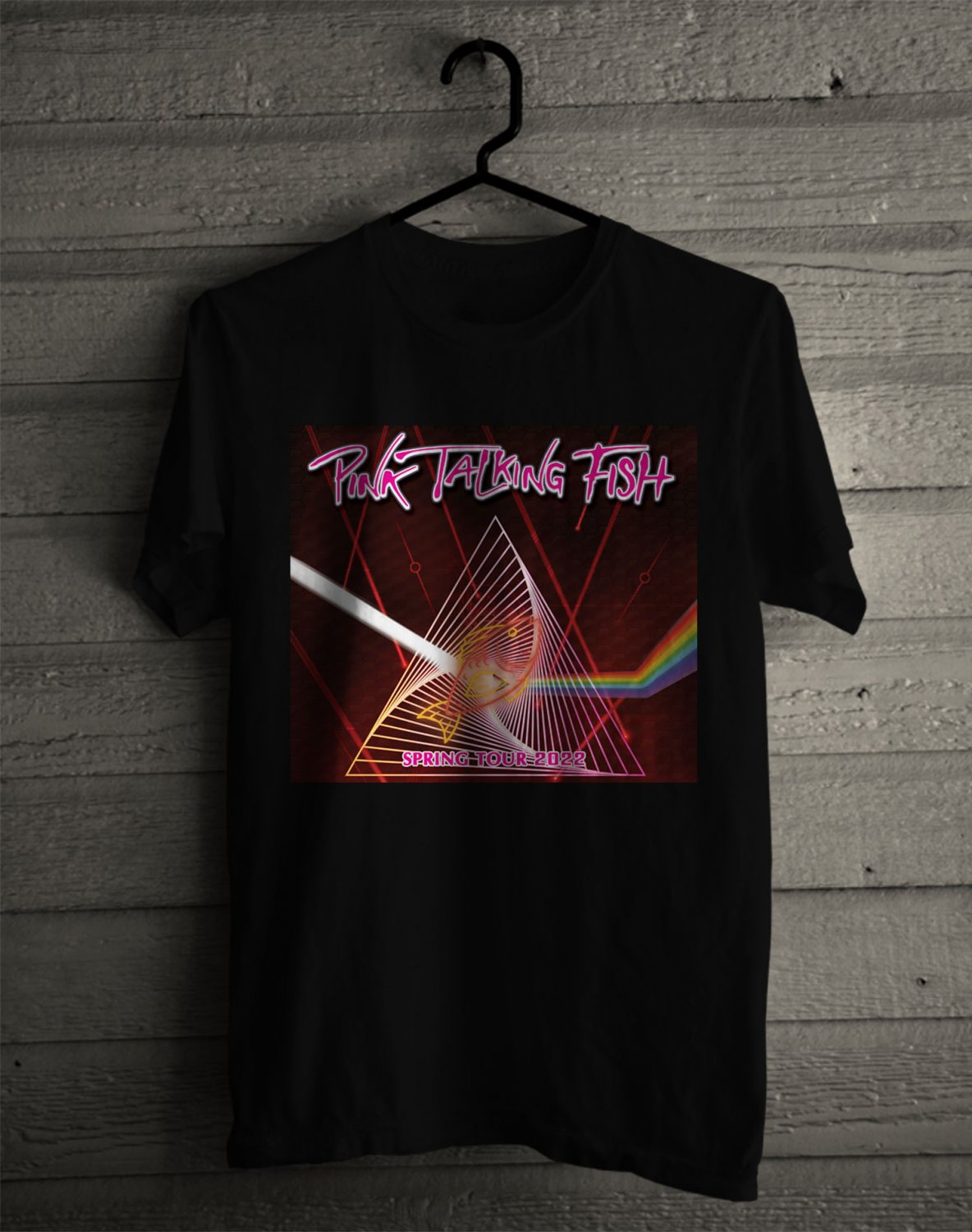 PINK TALKING FISH LOGO FRONT SIDE BLACK TEE SHIRT V02