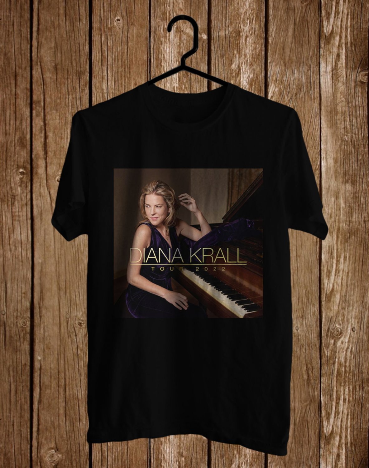 DIANA KRALL SPRING TOUR 2022 FRONT SIDE BLACK TEE SHIRT V01