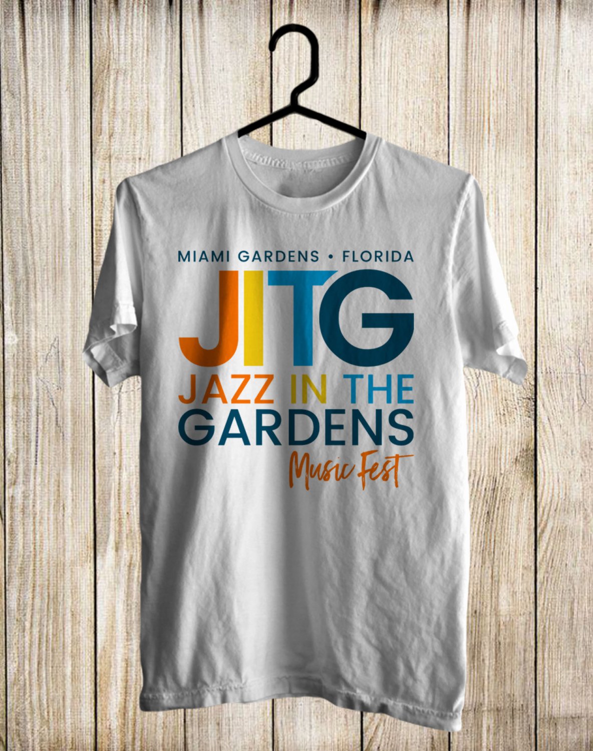JITG JAZZ IN THE GARDENS MUSIC FESTIVAL 2022 FRONT SIDE WHITE TEE SHIRT V01